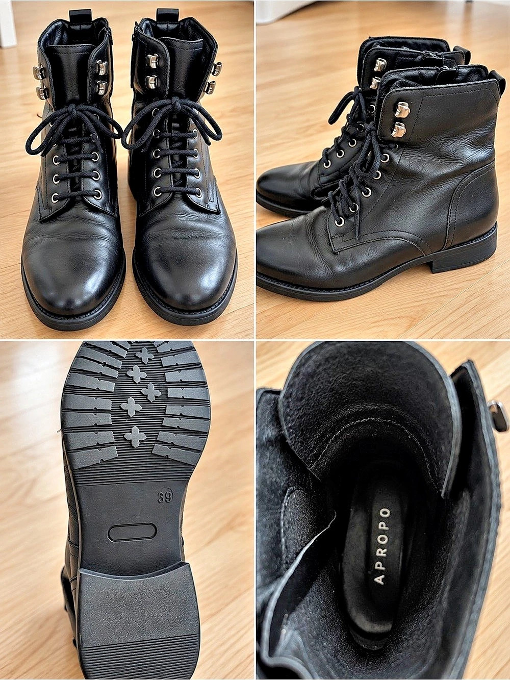 Apropo Black Combat Boots US 9